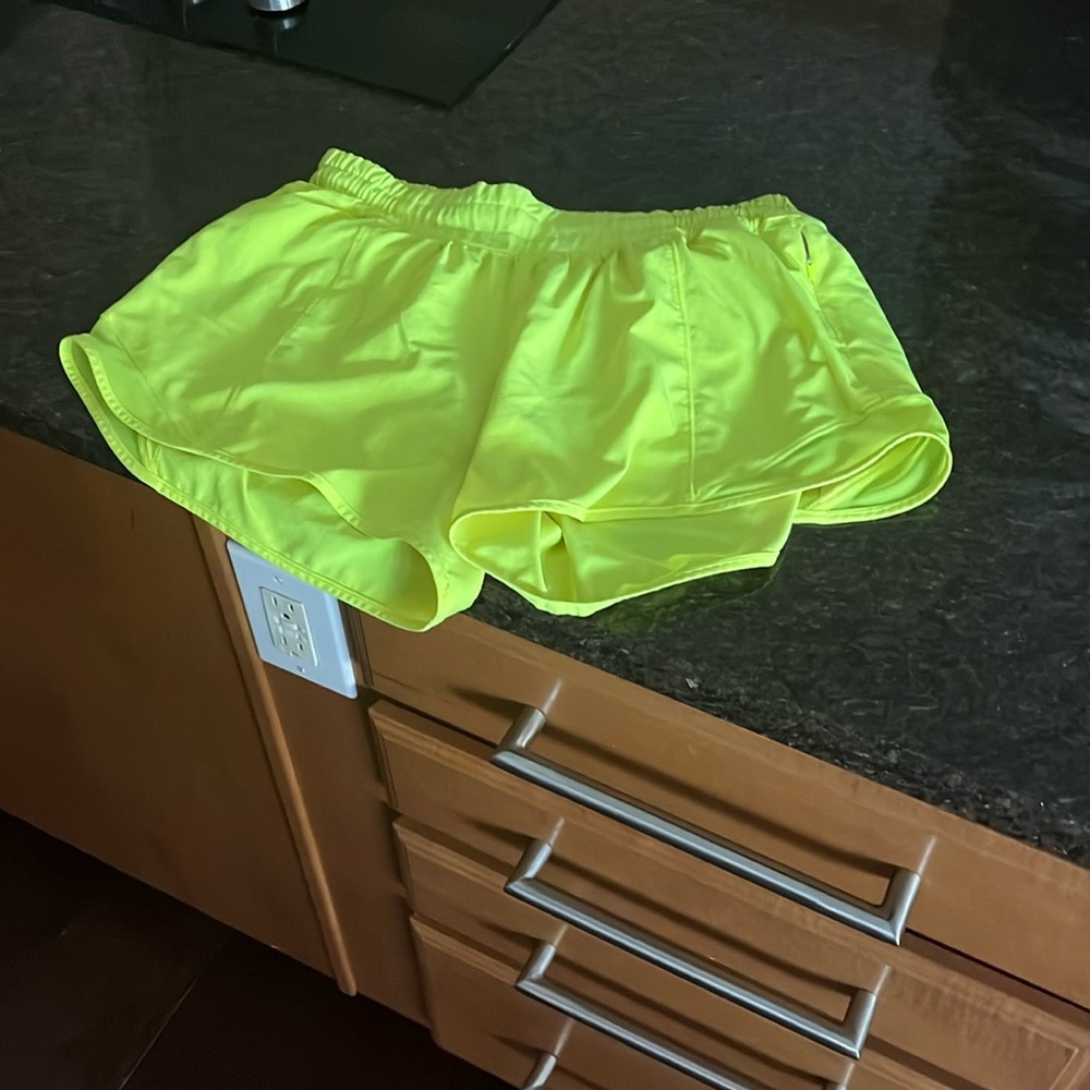 neon yellow lulu lemon shorts